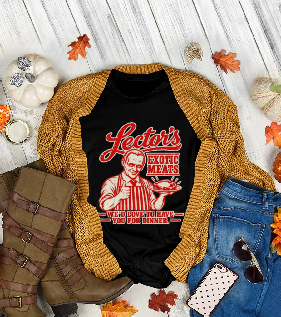 Lector's Exotic Meats We'd Love To Have You For Dinner Distressed T-Shirt