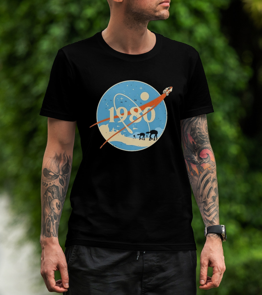 Star Wars 1980 Space Mission Inspired By Empire Strikes Back NASA Style Logo With AT AT Walkers T-Shirt