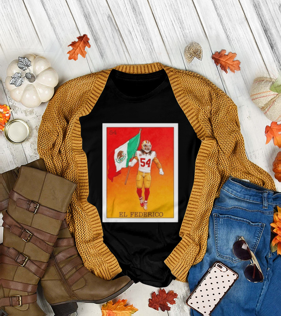Fred Warner San Francisco 49ers El Federico Loteria Card Mexican Flag Icon 54 T-Shirt