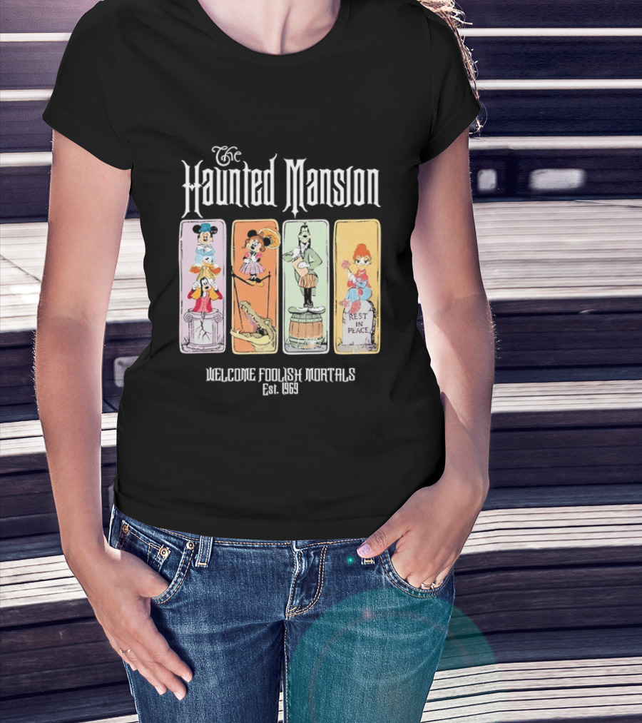 The Haunted Mansion Welcome Foolish Mortals Est 1969 Distressed T-Shirt