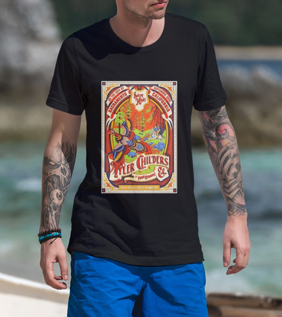 Tyler Childers And The Food Stamps Snipe Hunt Sacramento September 30th 2023 California Concert T-Shirt