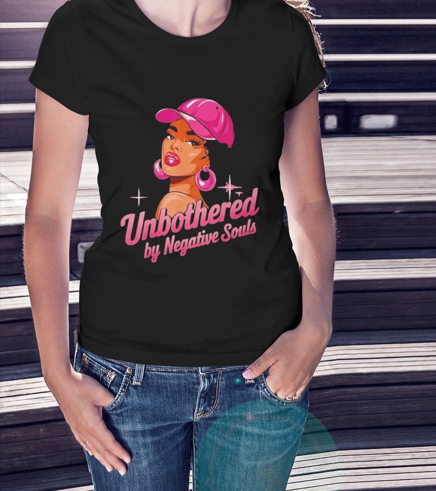 Unbothered By Negative Souls Pink Hat Positive Vibes T-Shirt