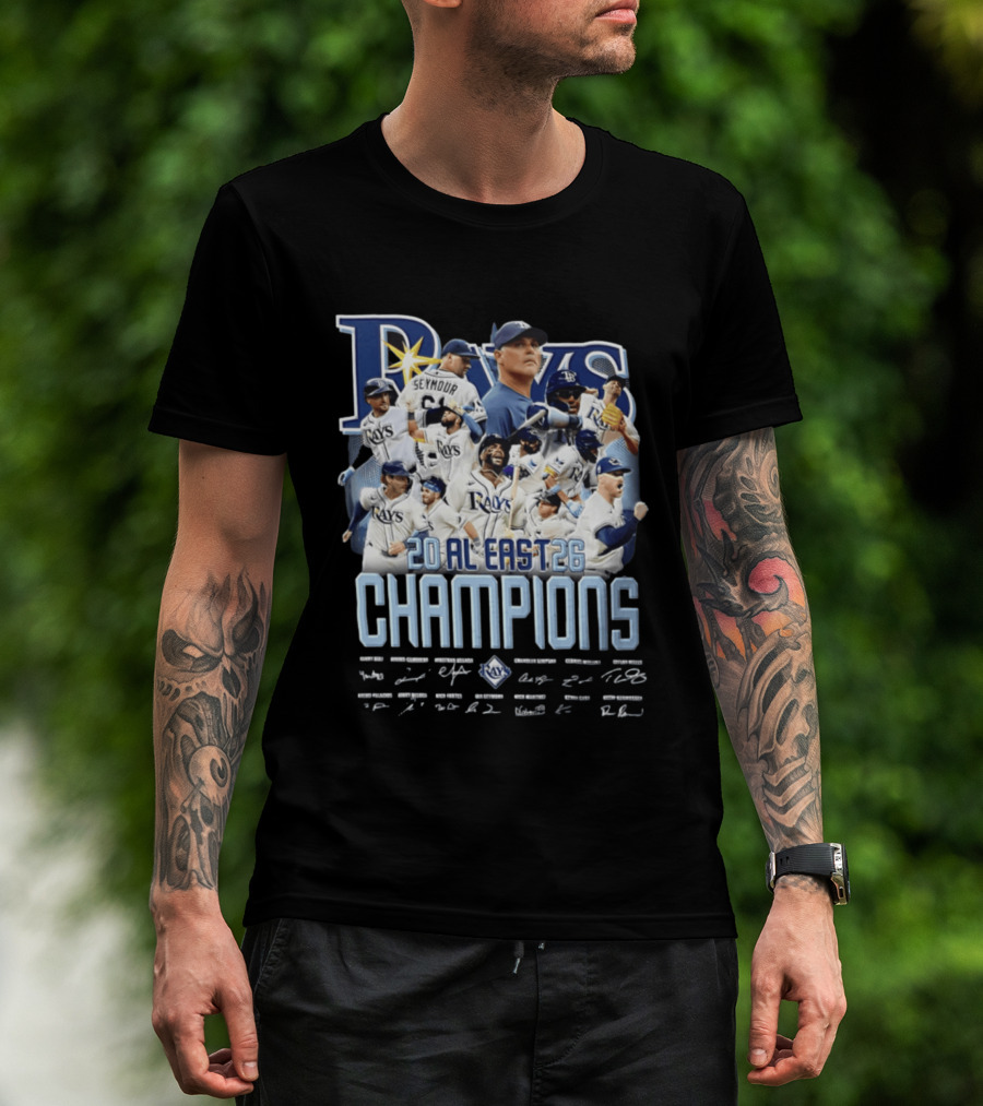 Rays 20 AL East Champions Featuring Seymour Diaz Caminero Aranda Simpson T-Shirt