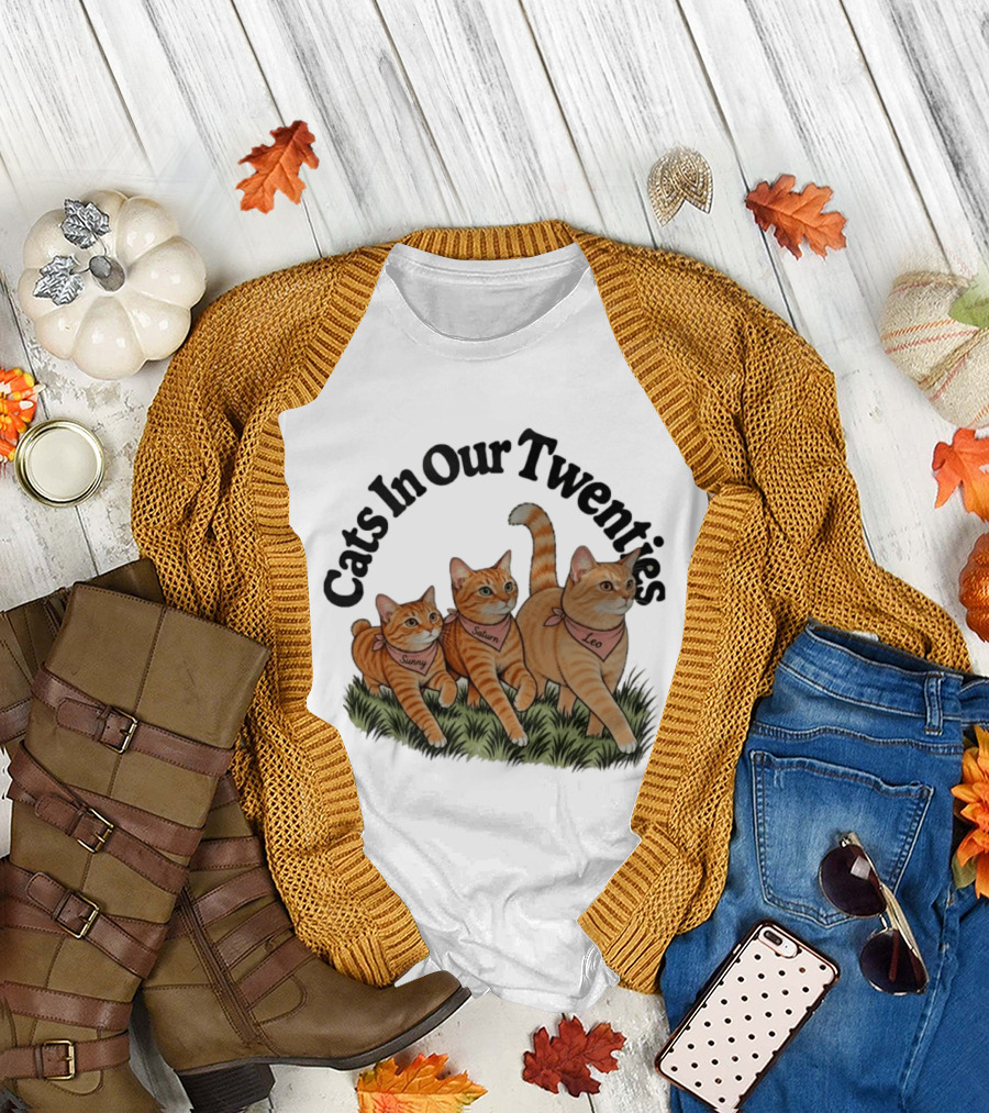 Cats In Our Twenties Sunny Saturn Leo Trio T-Shirt
