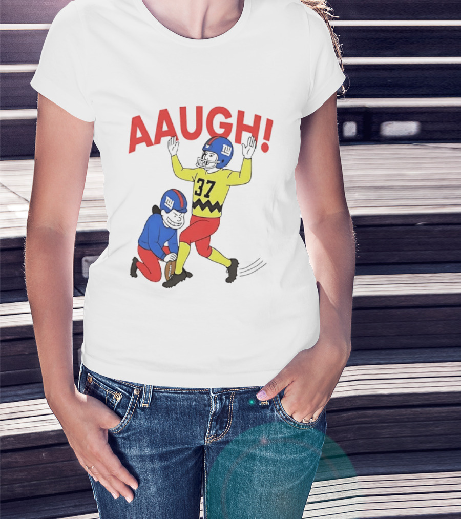 Charlie Brown New York Giants AAUGH Football 37 Peanuts Comic T-Shirt