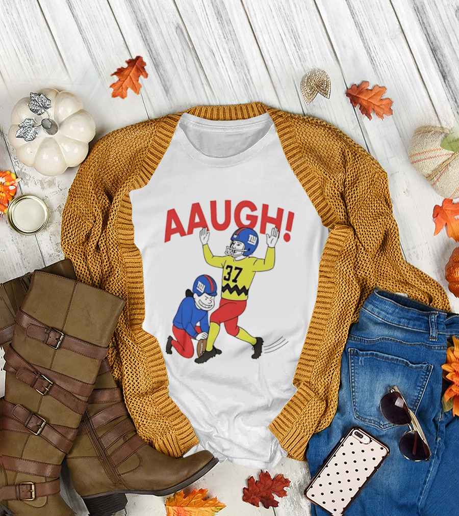 Charlie Brown New York Giants AAUGH Football 37 Peanuts Comic T-Shirt