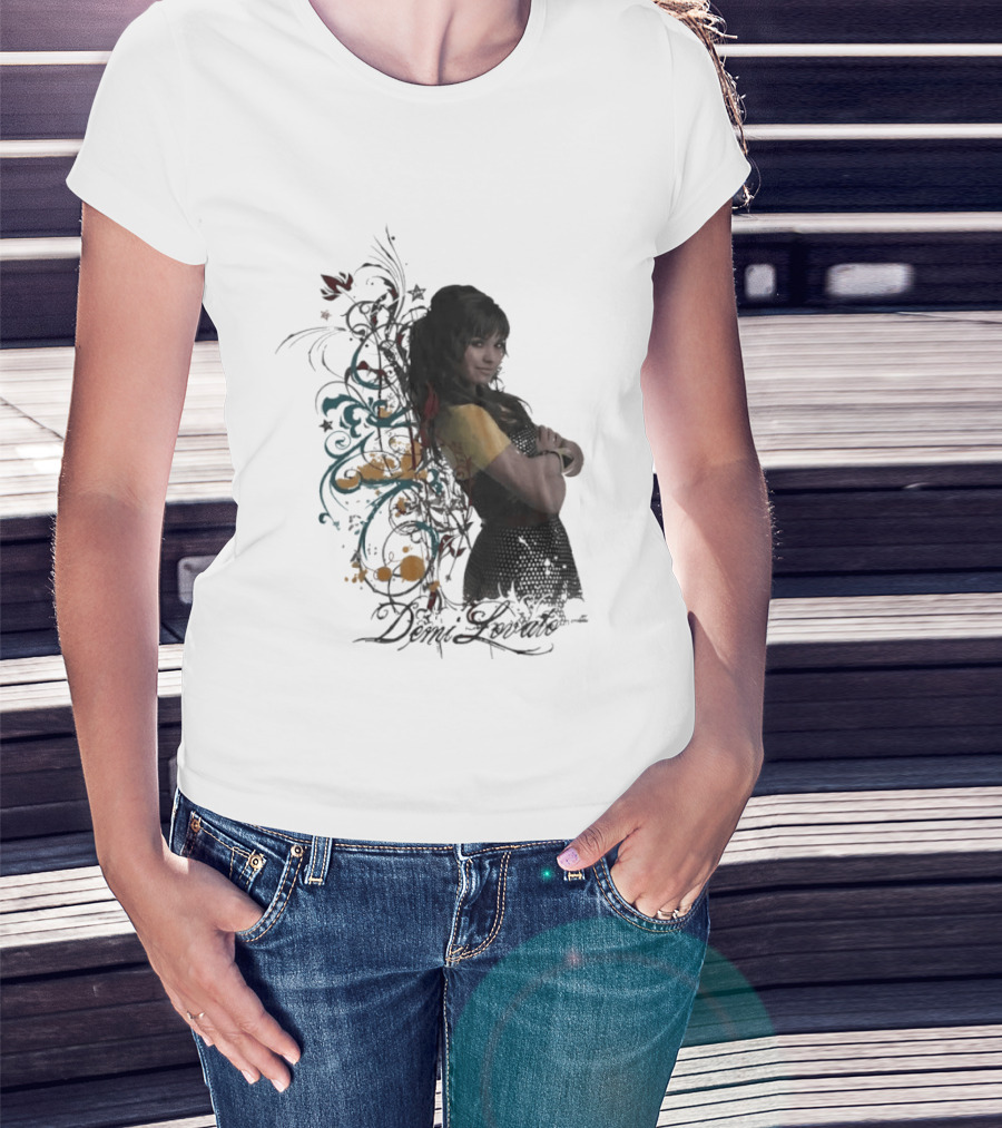 Demi Lovato Floral Music Artist Vibrant Pop Star T-Shirt