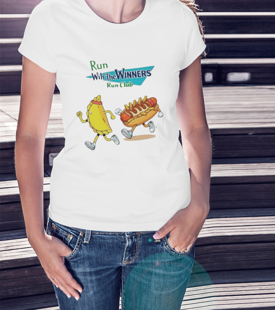 Run With The Winners Run Club Empanada And Hot Dog Race T-Shirt