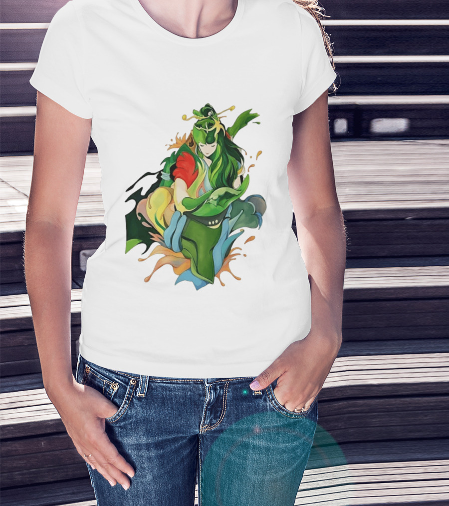 Shun Of Andromeda Saint Seiya Anime Character Art Green And Red T-Shirt