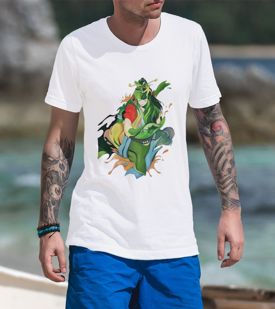 Shun Of Andromeda Saint Seiya Anime Character Art Green And Red T-Shirt