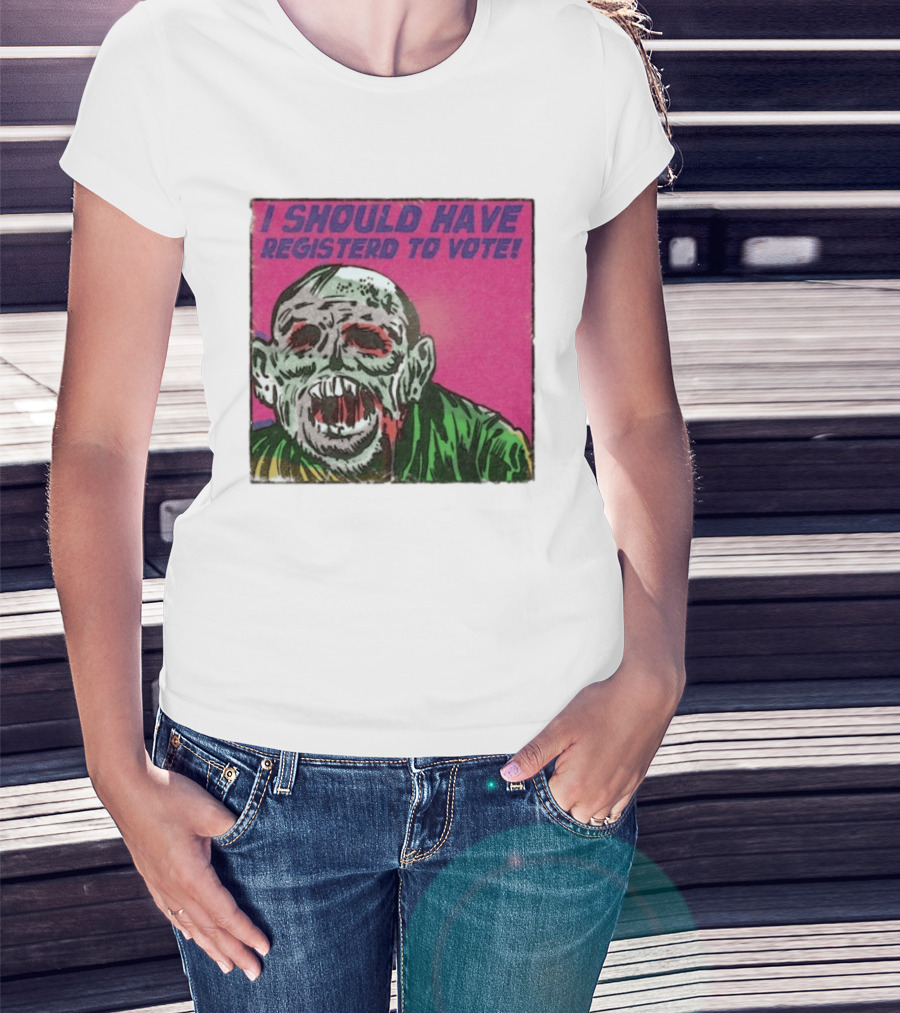 Zombie Meme I Should Have Registered To Vote תובבש Uteזחגרט Zombiebo T-Shirt
