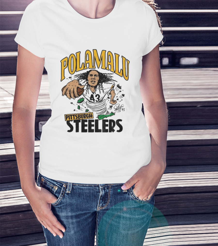 Polamalu Pittsburgh Steelers Caricature Player Number 43 T-Shirt
