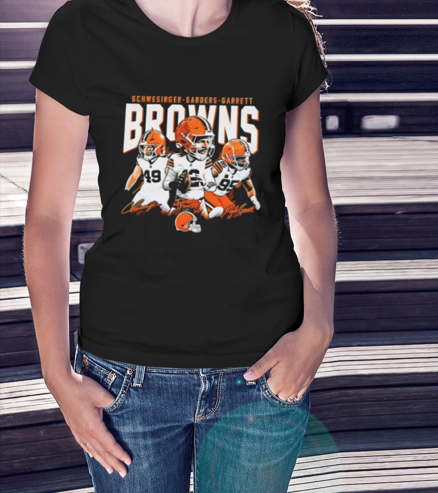 Browns Schwesinger Sanders Garrett Caricature 49 12 95 T-Shirt