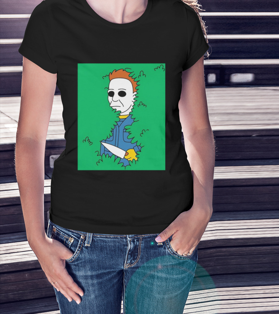 Michael Myers Halloween Bushes Knife Humor T-Shirt