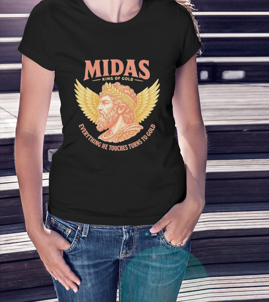 Midas King Of Gold Everything He Touches Turns To Gold Winged Crown Classic Greek Mythology T-Shirt