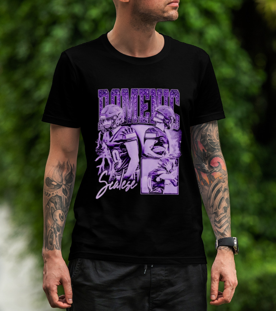 Domenic Scalese Number 9 Football Player Purple Sports Collage T-Shirt