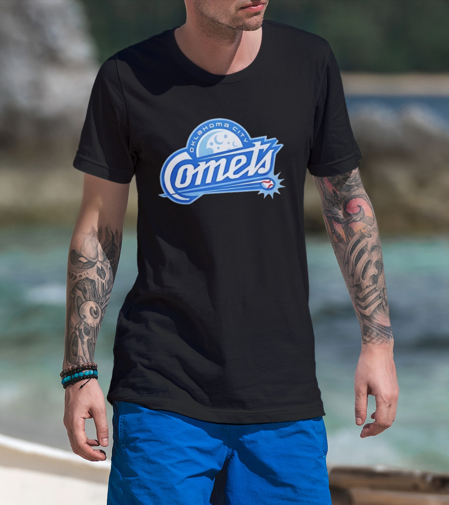 Oklahoma City Comets Baseball Team Moon And Star Baseball T-Shirt