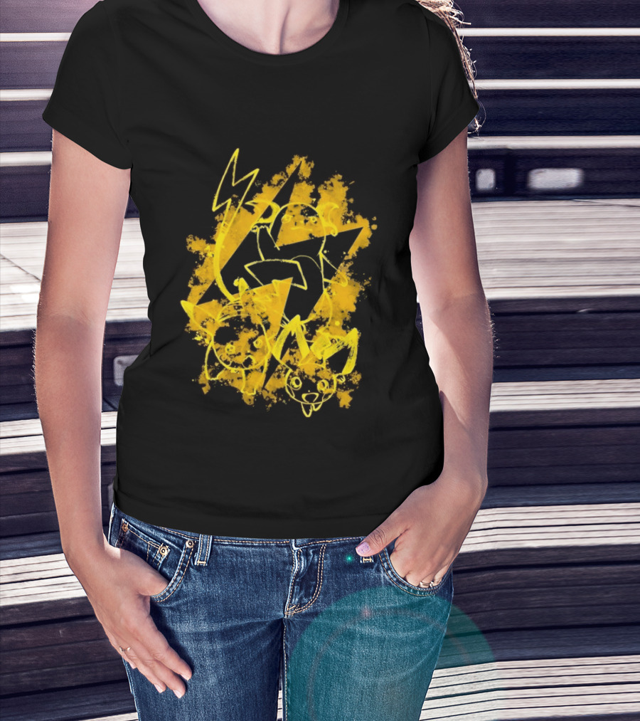 Pikachu Raichu Pichu Electric Evolution Pokemon Splash T-Shirt