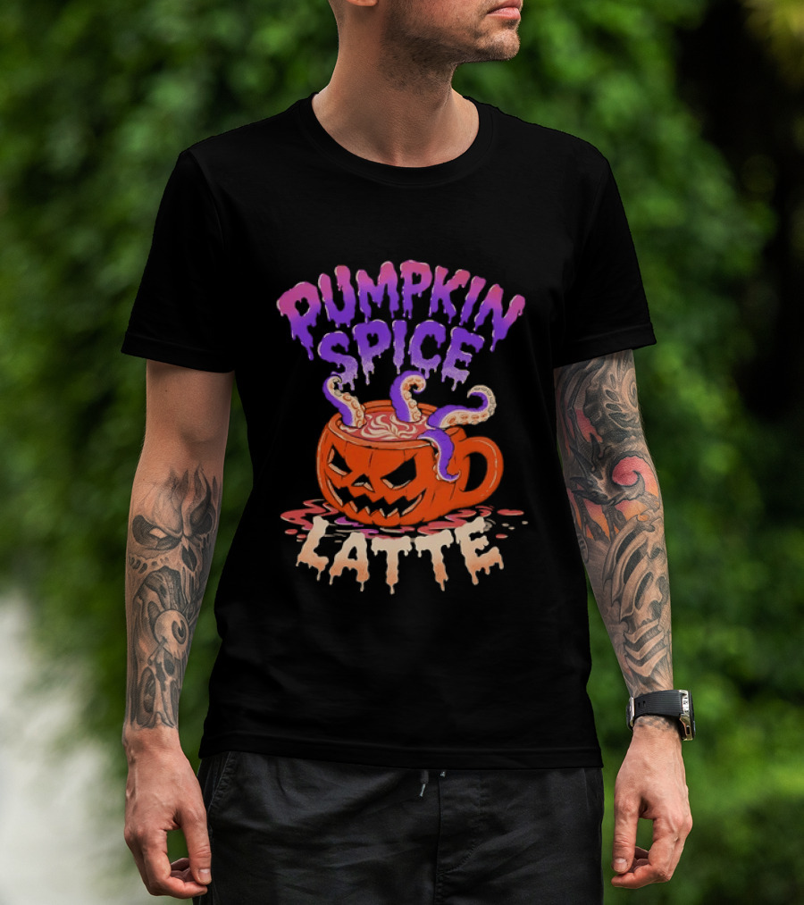 Pumpkin Spice Latte Tentacles Halloween Jack O' Lantern T-Shirt