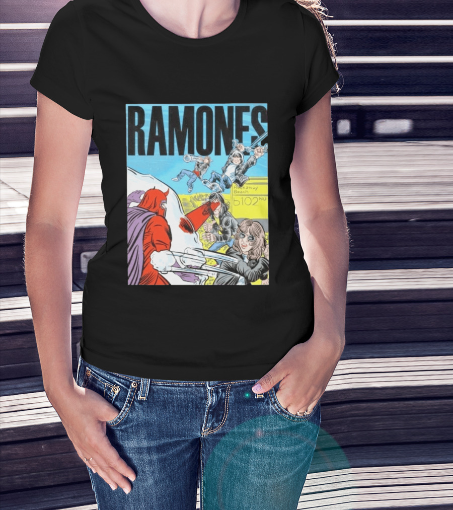 Ramones Rockaway Beach Comic Jack Kirby Style 102nd Street T-Shirt