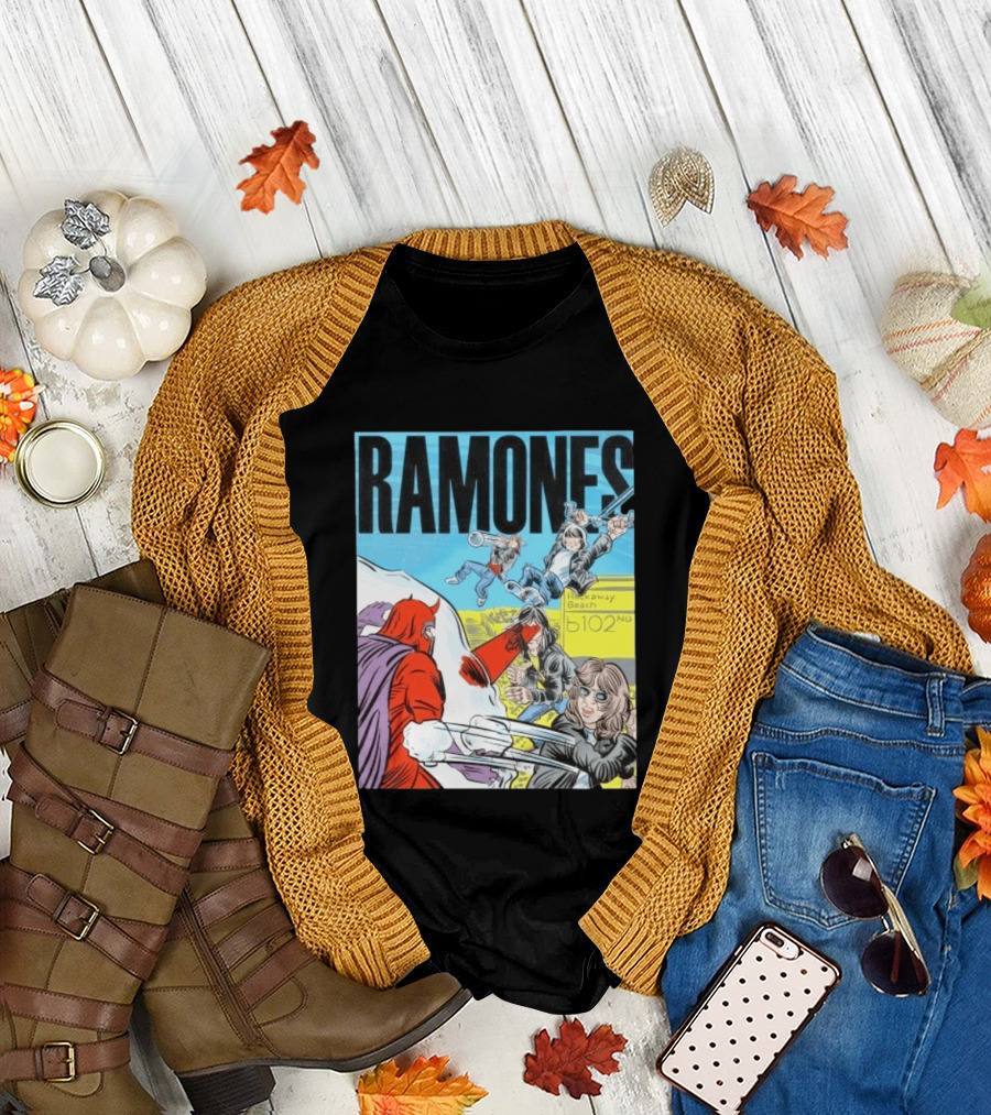 Ramones Rockaway Beach Comic Jack Kirby Style 102nd Street T-Shirt