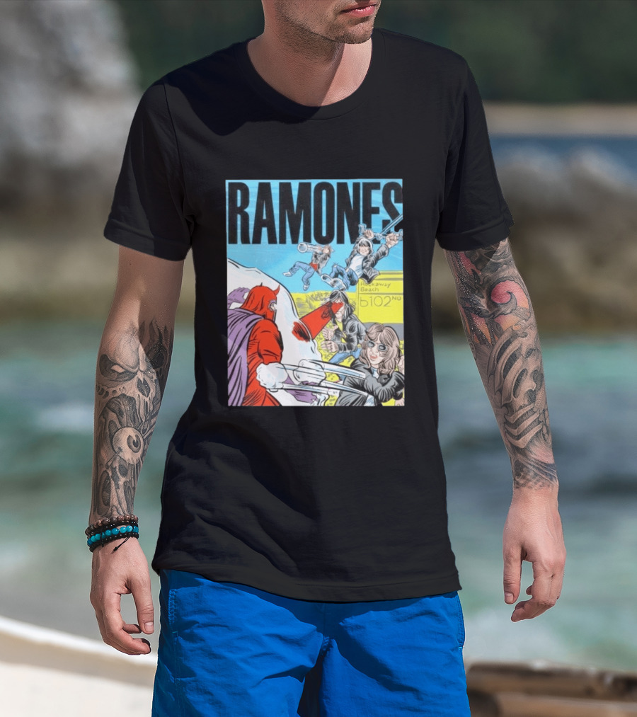 Ramones Rockaway Beach Comic Jack Kirby Style 102nd Street T-Shirt