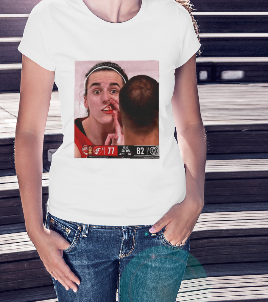 Caitlin Clark Injured Mouth Indiana Basketball Game Score 77 82 Fourth Quarter T-Shirt