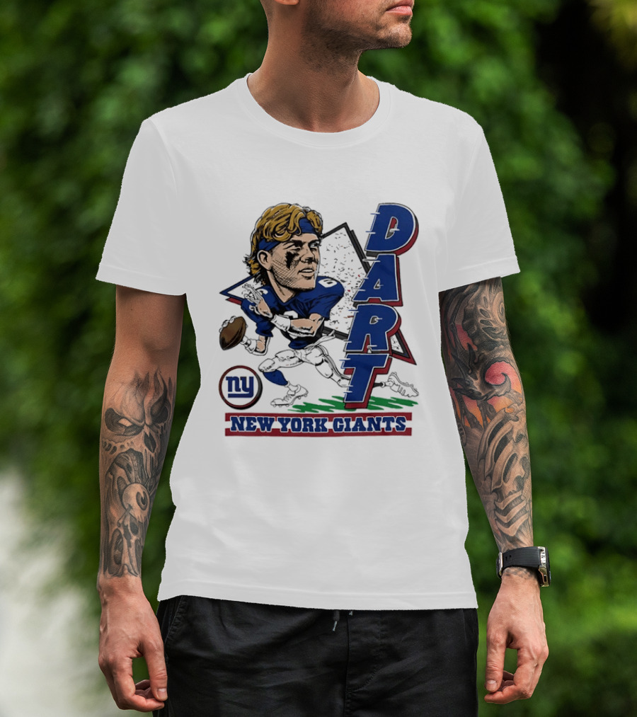 Jaxson Dart New York Giants Quarterback Caricature NFL Football T-Shirt
