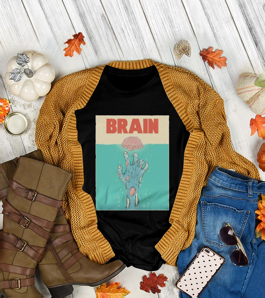 Brain Zombie Hand Horror Undead Creepy T-Shirt
