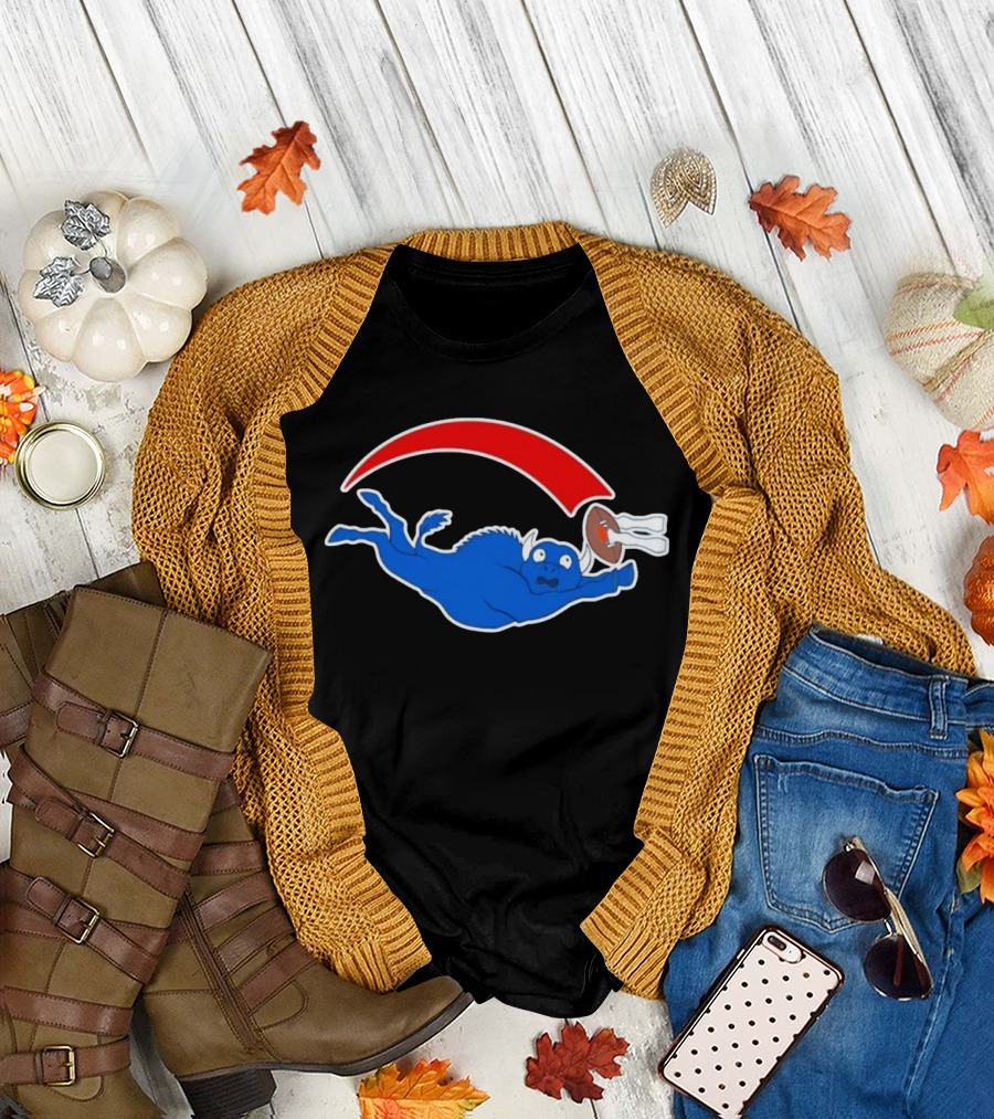 Buffalo Bills Cartoon Parody Football Logo Flying Blue Buffalo T-Shirt