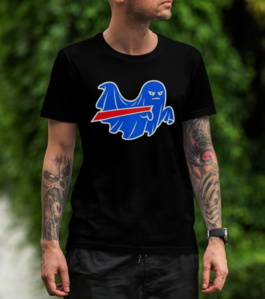 Buffalo Bills Ghost Mascot Emblem With Red T-Shirt