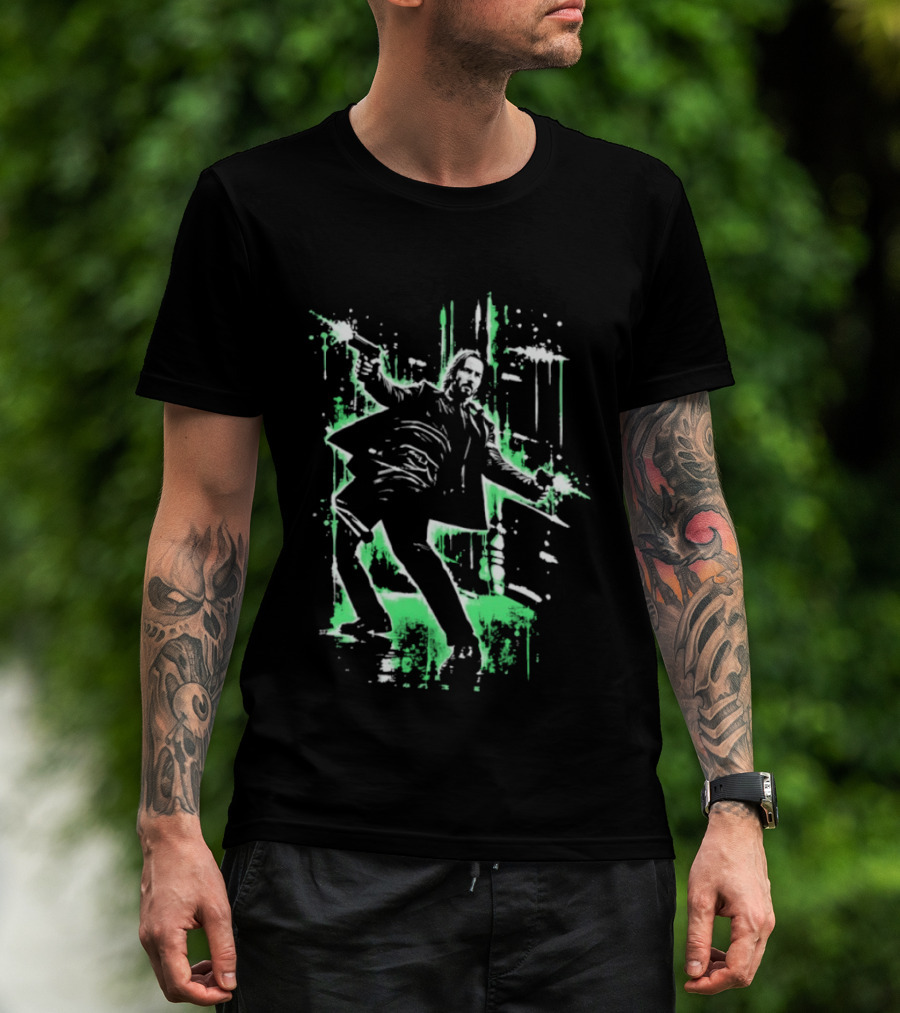Keanu Reeves John Wick Action Paint Splatter T-Shirt