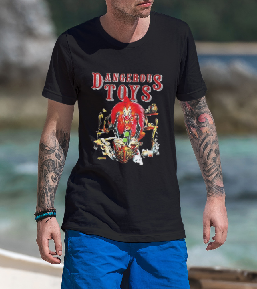 Dangerous Toys Scary Clown Red Hair Jack In The Box T-Shirt