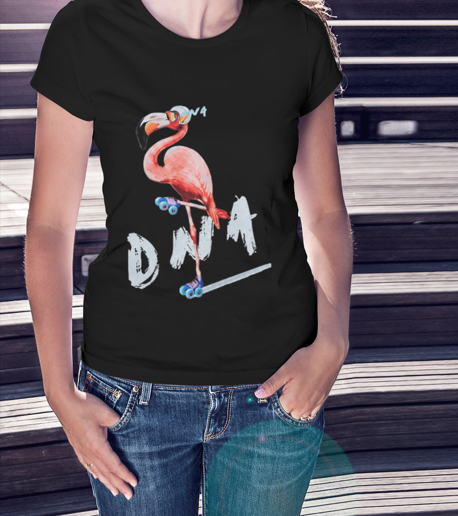 DNA Flamingo Roller Skates Fun Night T-Shirt