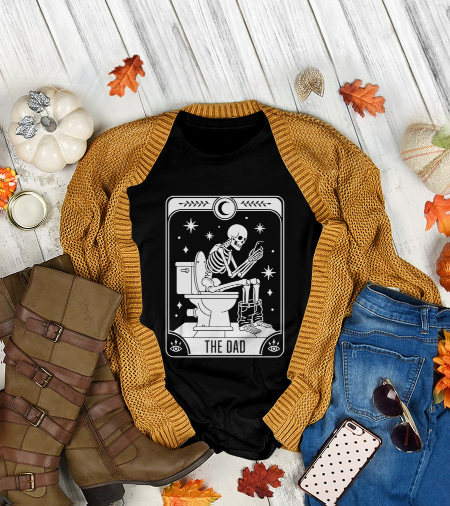 Dad Skeleton Tarot Card Toilet Humor Tarot Dad Card T-Shirt
