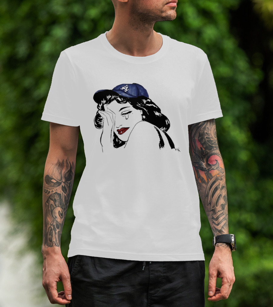 Los Angeles Dodgers Cap Crying Woman Pop T-Shirt
