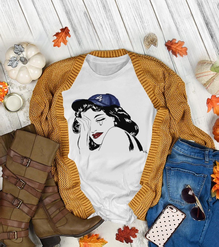 Los Angeles Dodgers Cap Crying Woman Pop T-Shirt