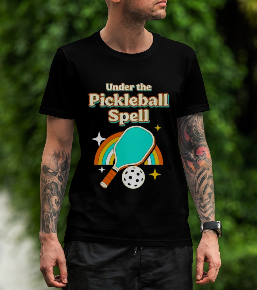 Under The Pickleball Spell Paddle And Rainbow Magic T-Shirt