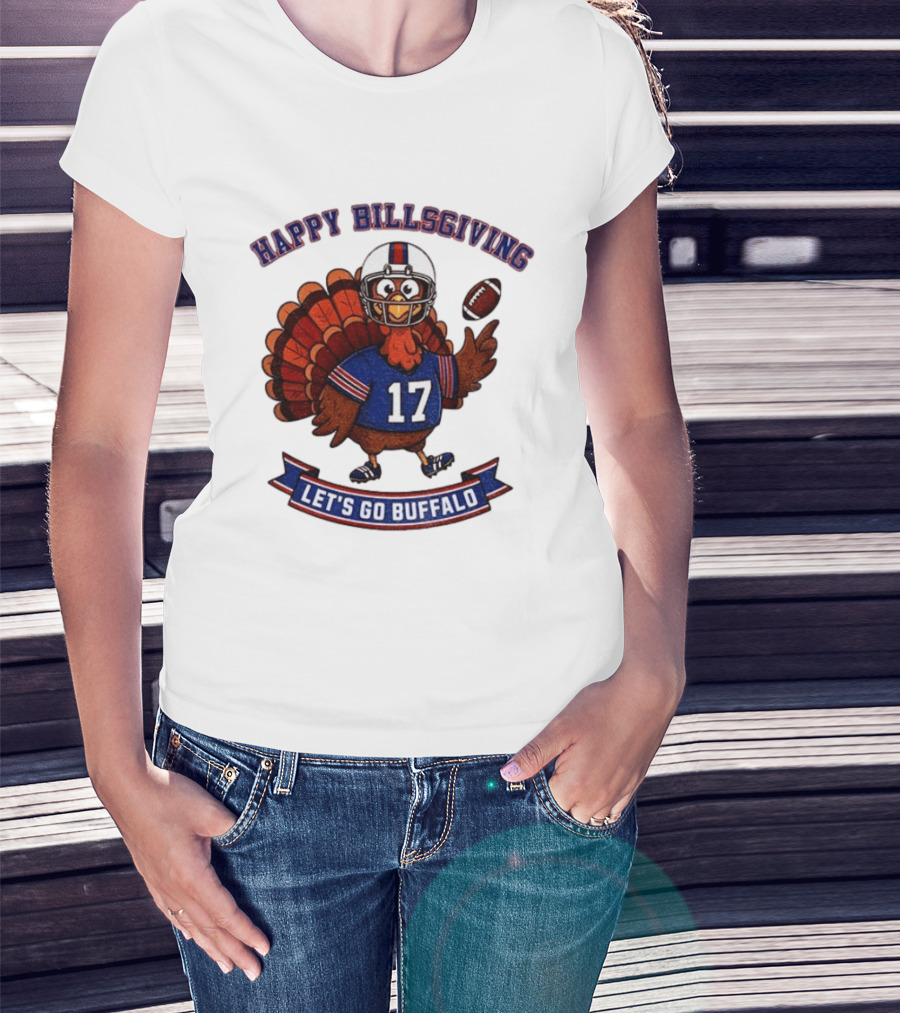 Happy Billsgiving Let's Go Buffalo Turkey 17 Football T-Shirt