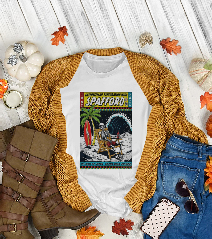 Interstellar Exploration With Spafford Skeleton Surfing At The Belly Up Tavern Solana Beach California October 2 2026 T-Shirt