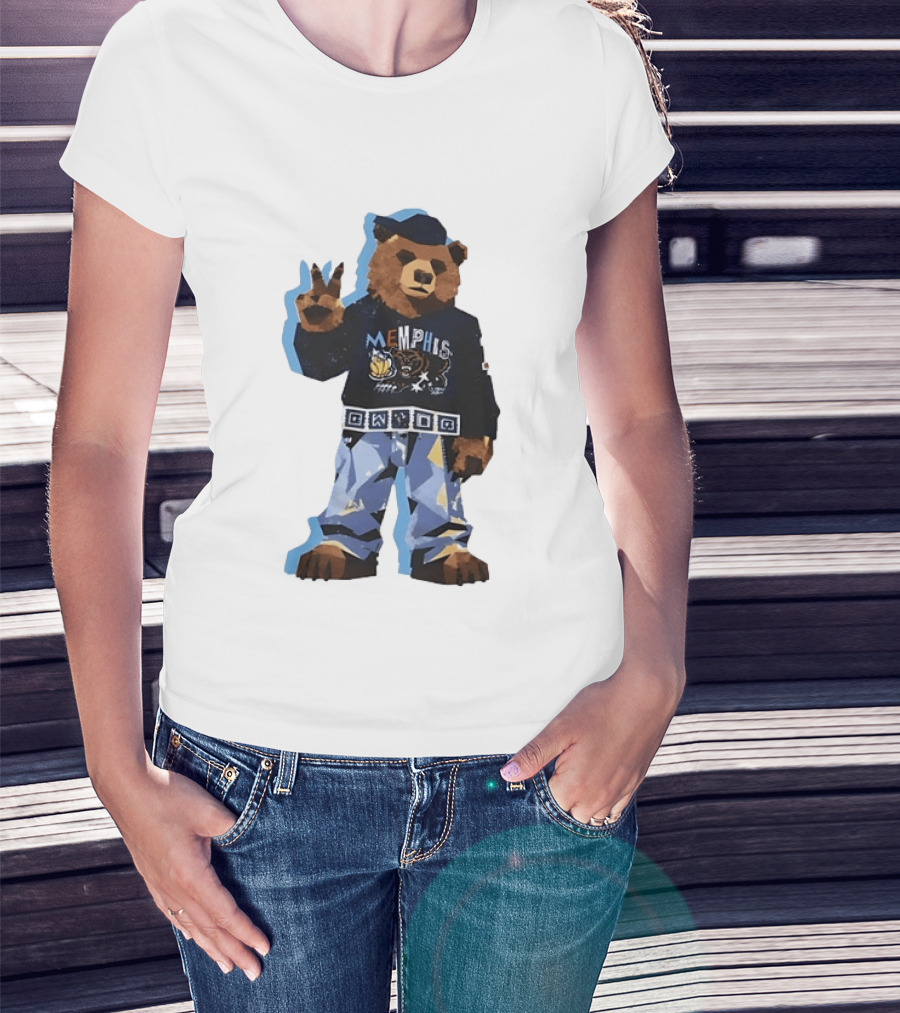 Memphis Grizzlies Bear Peace Sign Retro Style Fashionable Team Spirit T-Shirt