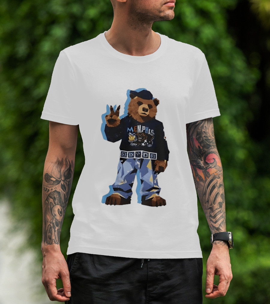 Memphis Grizzlies Bear Peace Sign Retro Style Fashionable Team Spirit T-Shirt