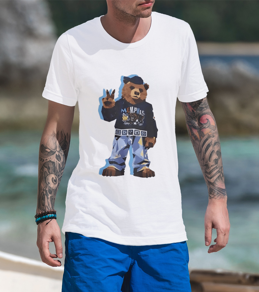 Memphis Grizzlies Bear Peace Sign Retro Style Fashionable Team Spirit T-Shirt