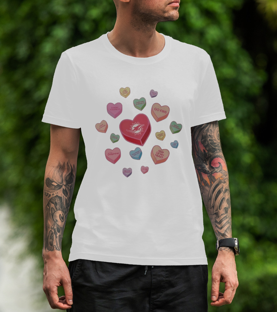 Miami Dolphins Heart Candy Go Fins Sunday Soulmates Overtime Romance MVP Of My Heart T-Shirt