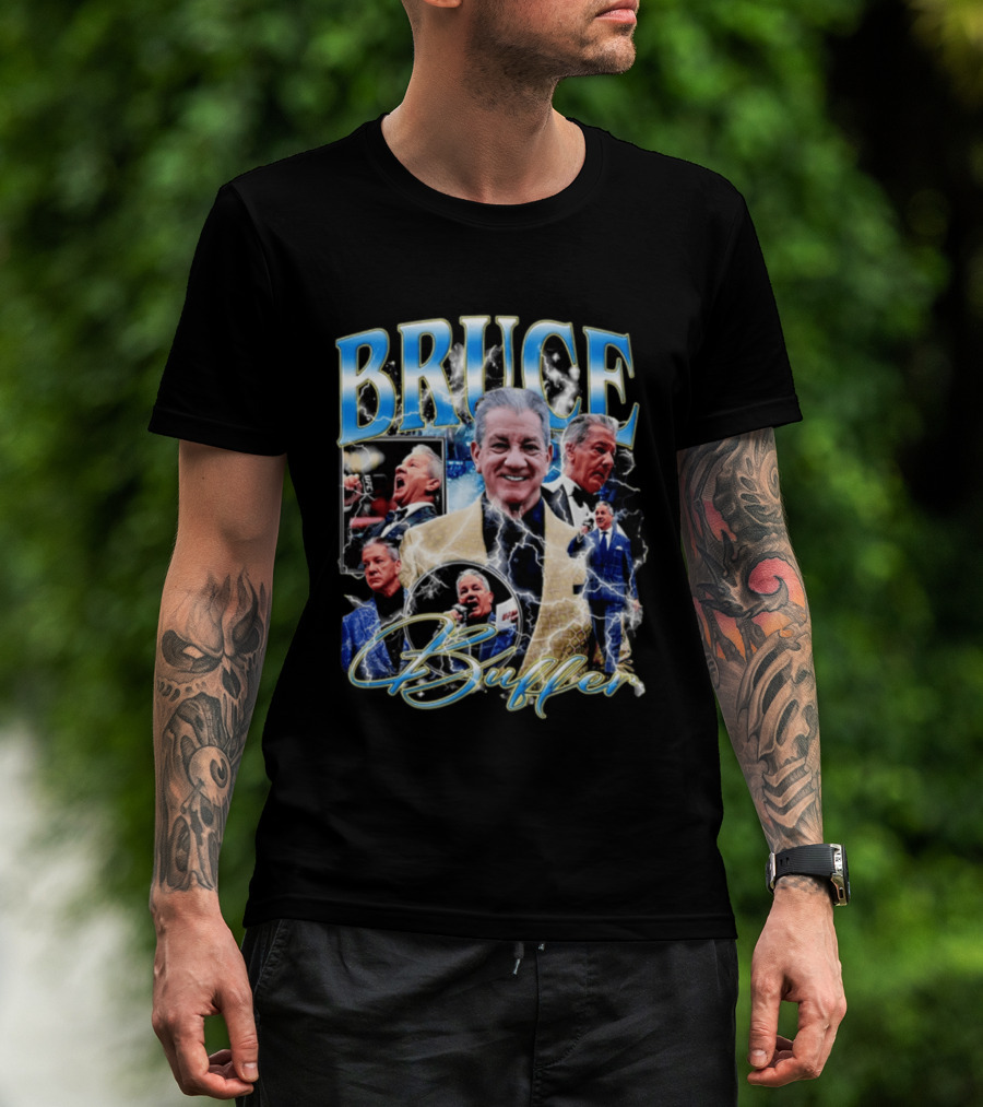 Bruce Buffer It's Time Fight Night Blue Gold Montage T-Shirt