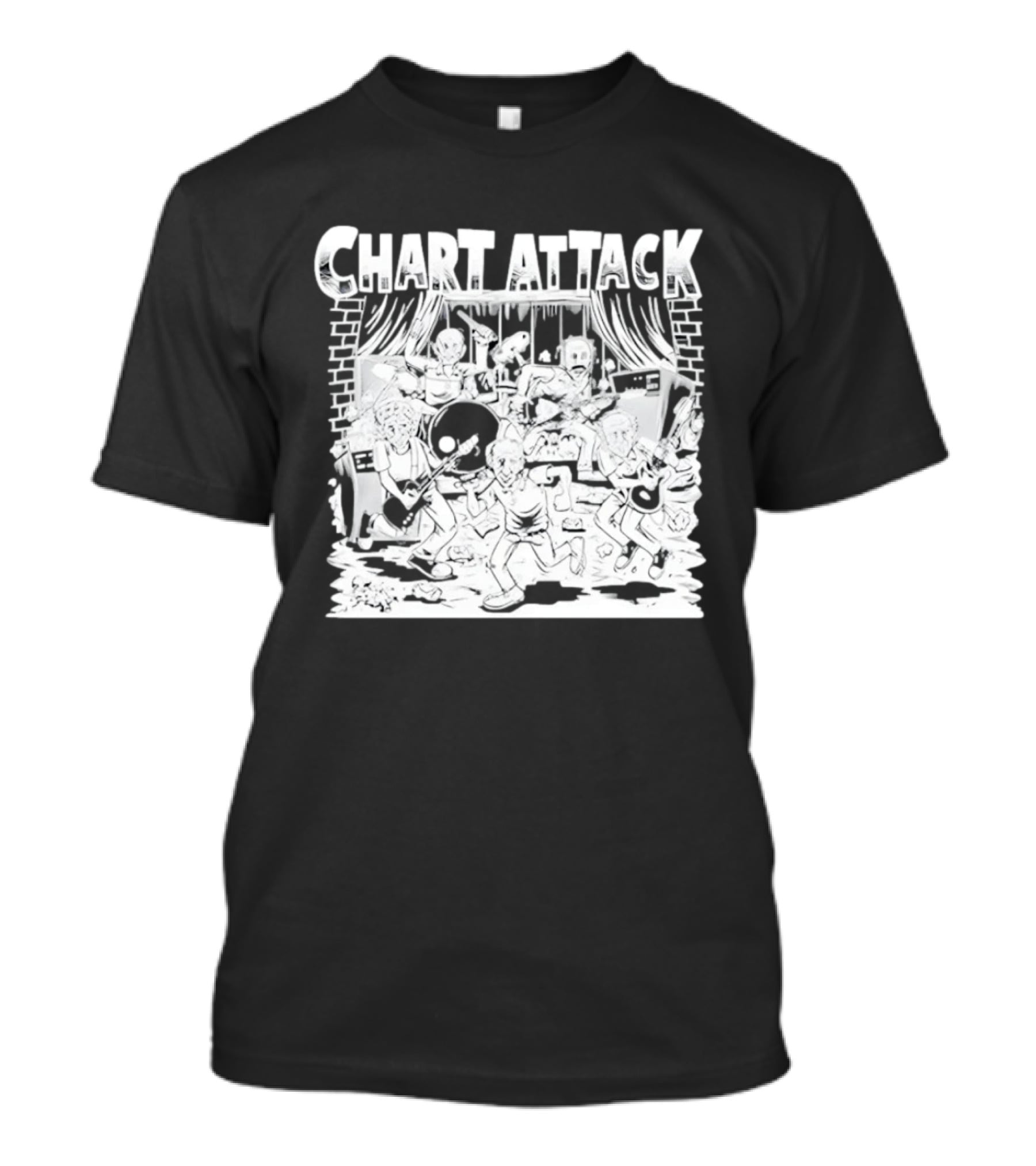Chart Attack Band Cartoon Musicians Concert Performance T-Shirt