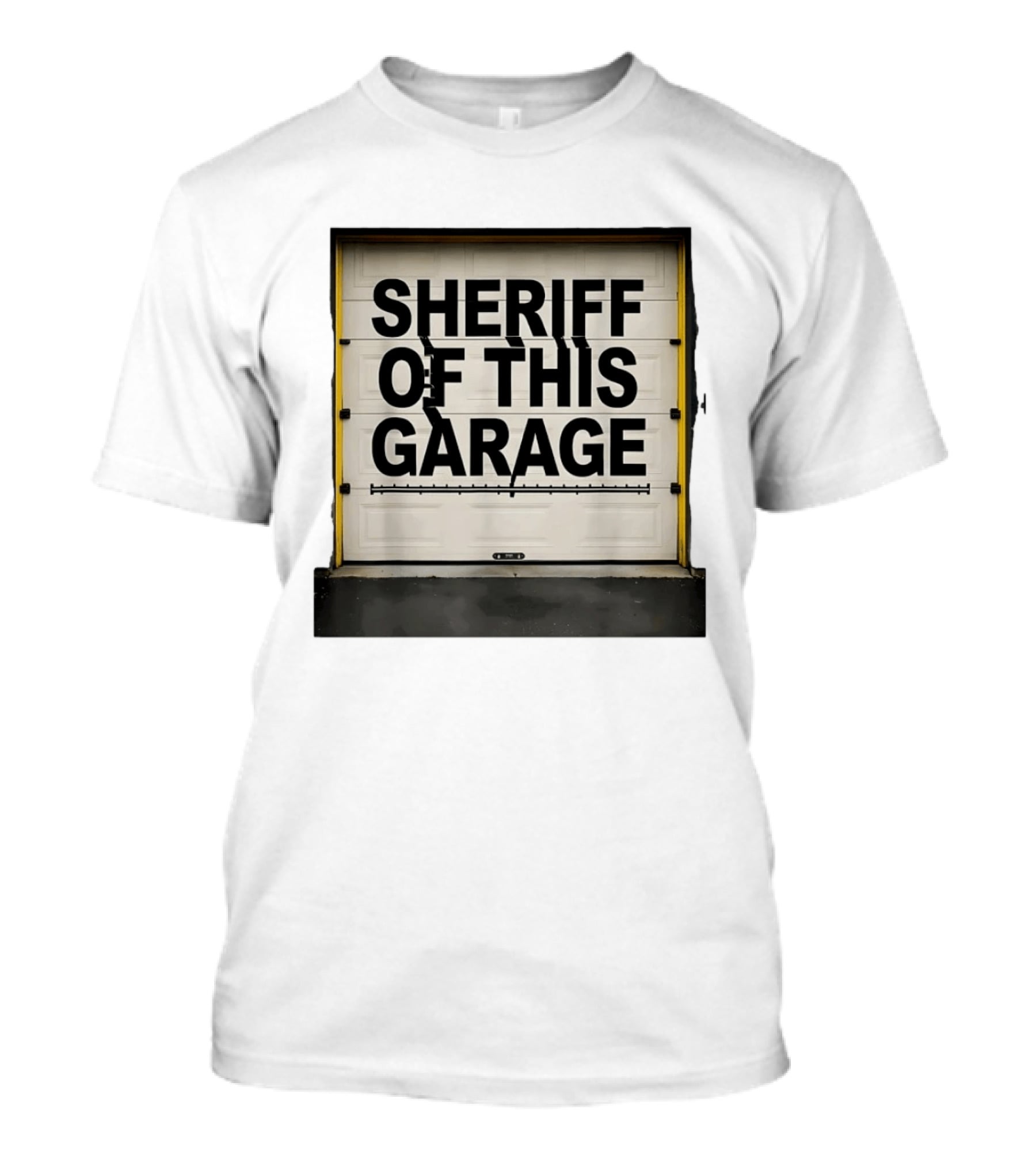 Sheriff Of This Garage Man Cave Sign Home Workshop Garage שער ראפר T-Shirt