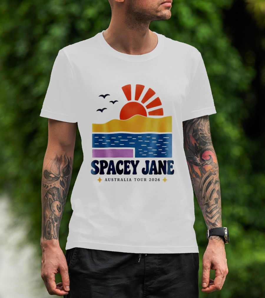 Spacey Jane Australia Tour 2026 Indie Rock Ocean Sunset Birds T-Shirt