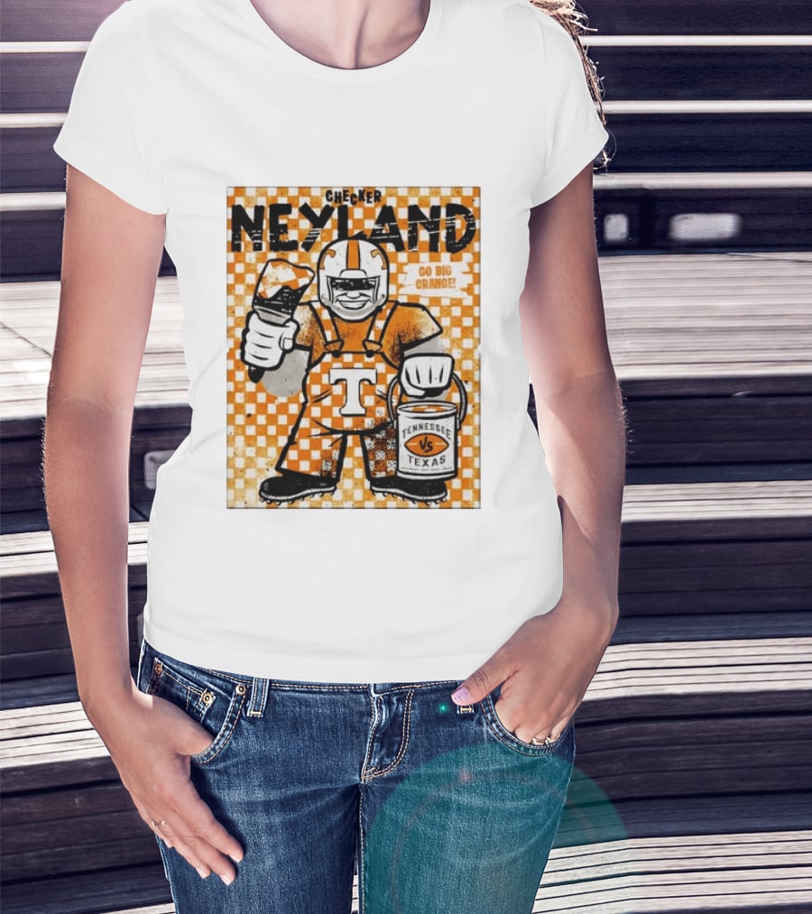 Checker Neyland Go Big Orange Tennessee Volunteers VS Texas Saturday T-Shirt