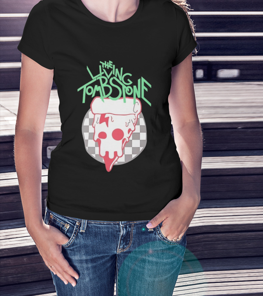 The Living Tombstone Pizza Skull Checkered T-Shirt